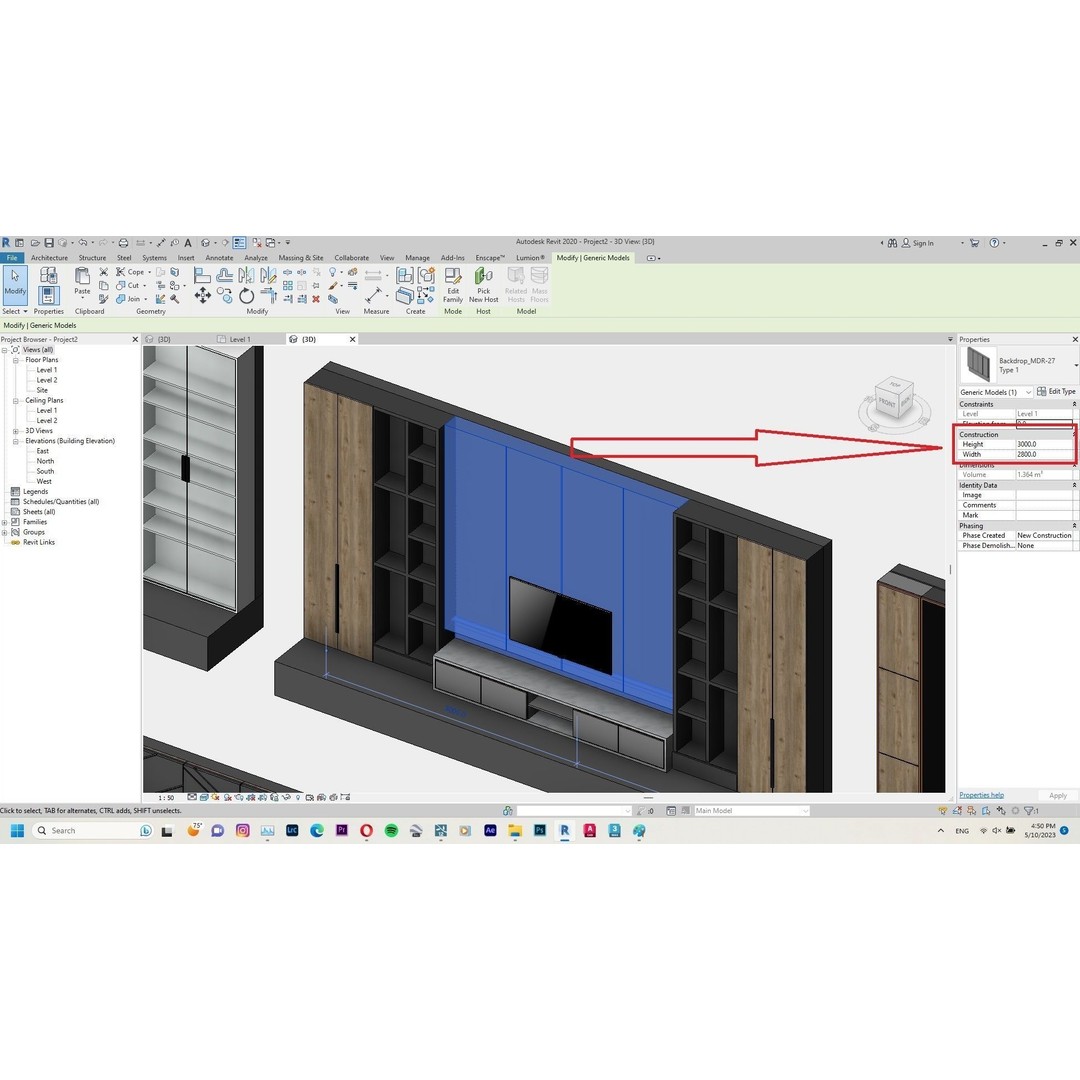 Decorative Wall Panels 3D Model – Revit Family, Adjustable Dimensions