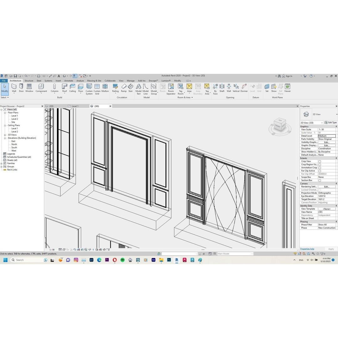 Decorative Wall Panels 3D Model – Revit Family, Adjustable Dimensions - View 10