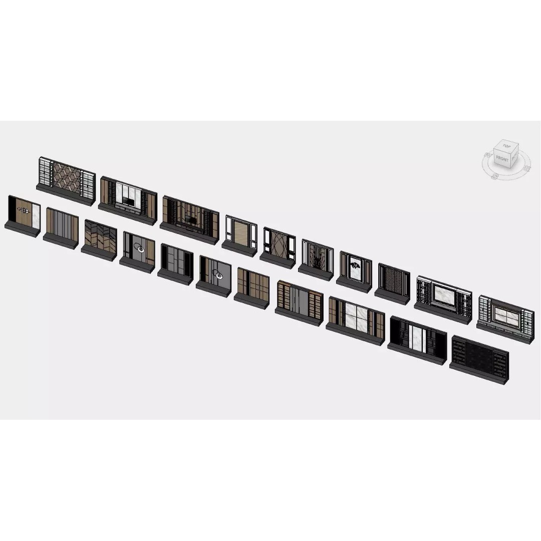 Decorative Wall Panels 3D Model – Revit Family, Adjustable Dimensions - View 2