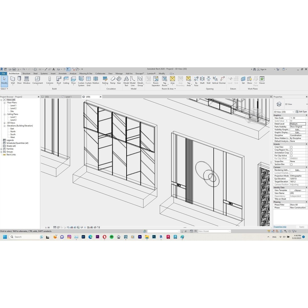 Decorative Wall Panels 3D Model – Revit Family, Adjustable Dimensions - View 22