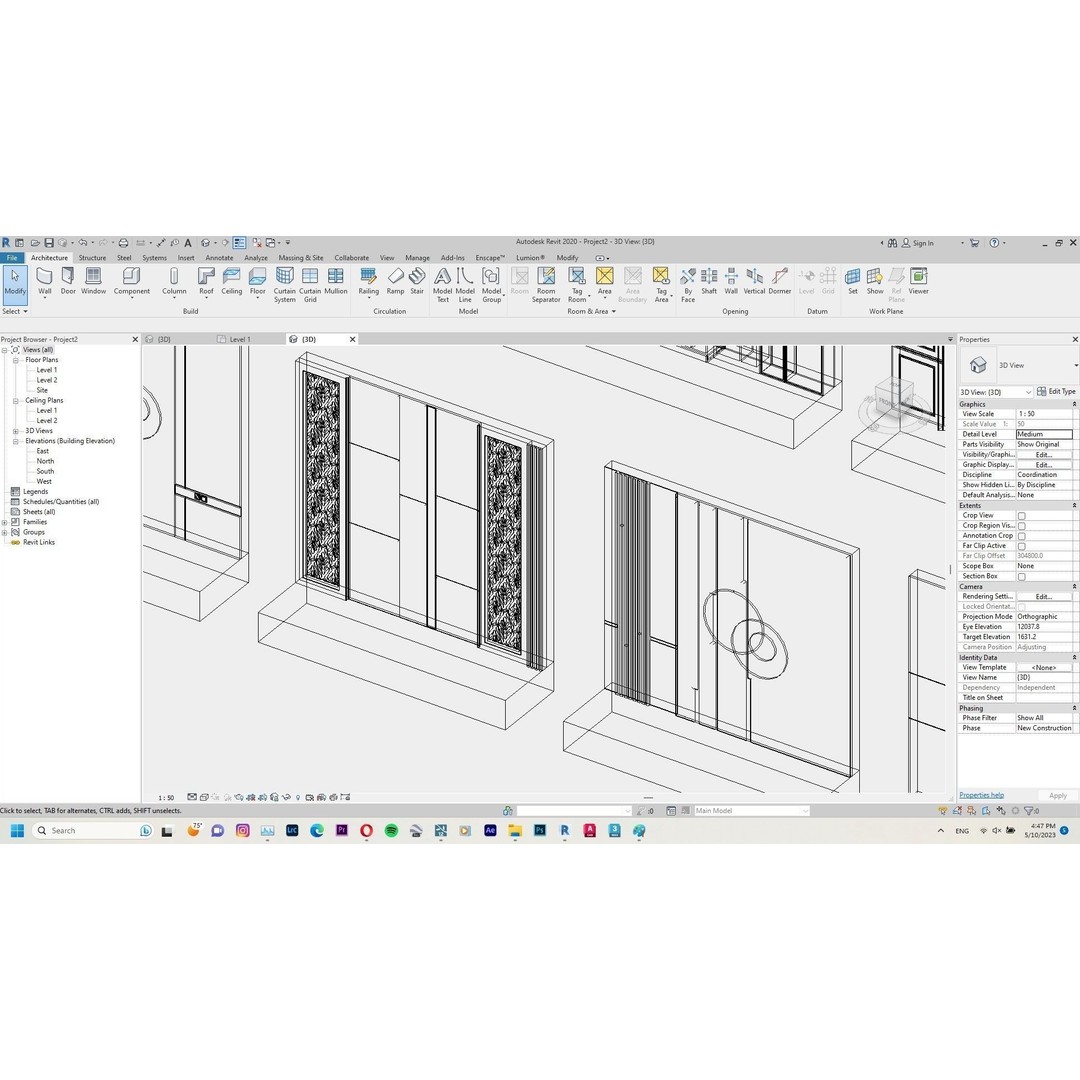Decorative Wall Panels 3D Model – Revit Family, Adjustable Dimensions - View 24