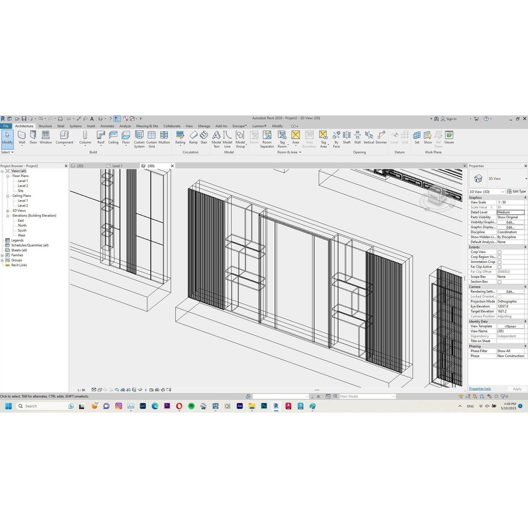 Decorative Wall Panels 3D Model – Revit Family, Adjustable Dimensions - View 30