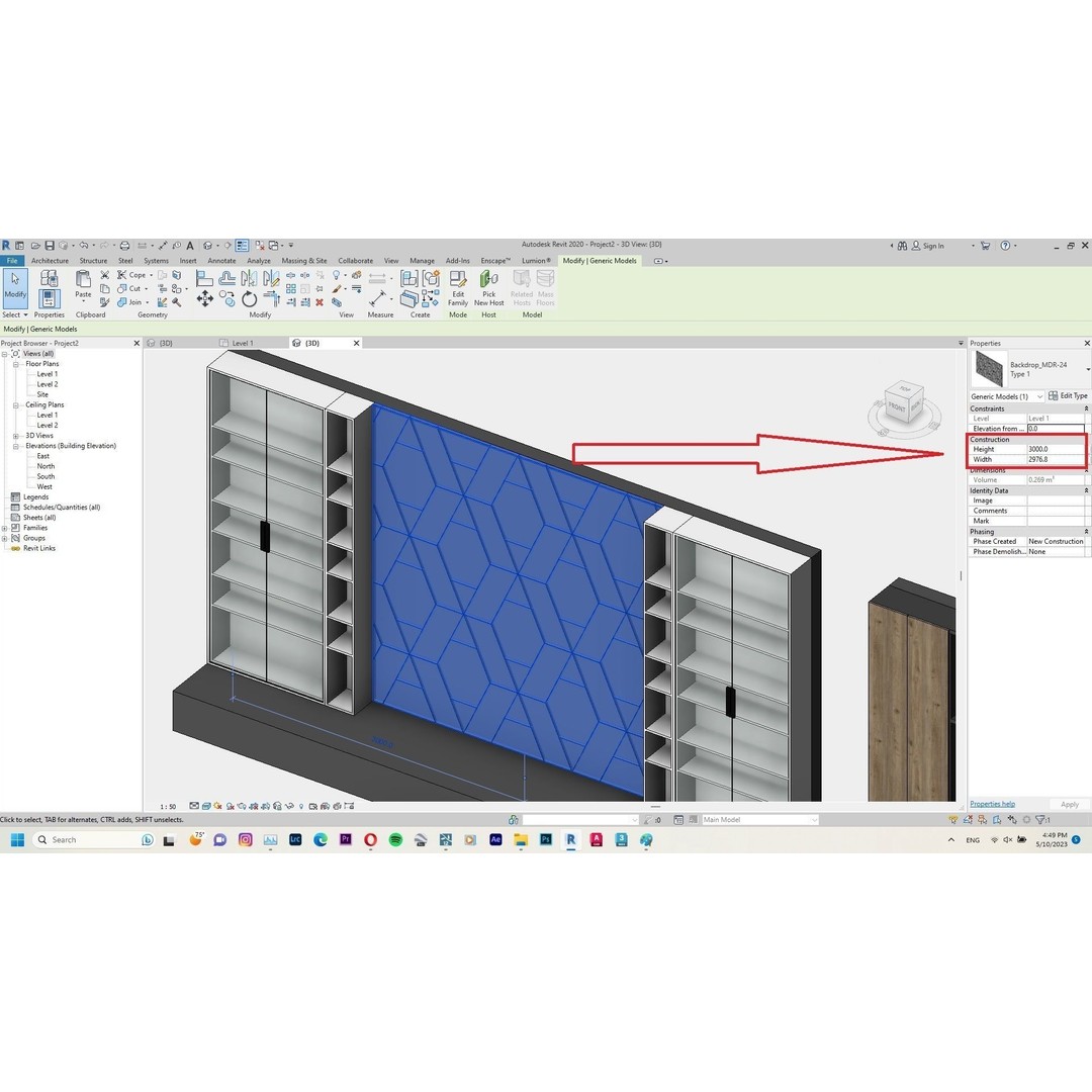 Decorative Wall Panels 3D Model – Revit Family, Adjustable Dimensions - View 33