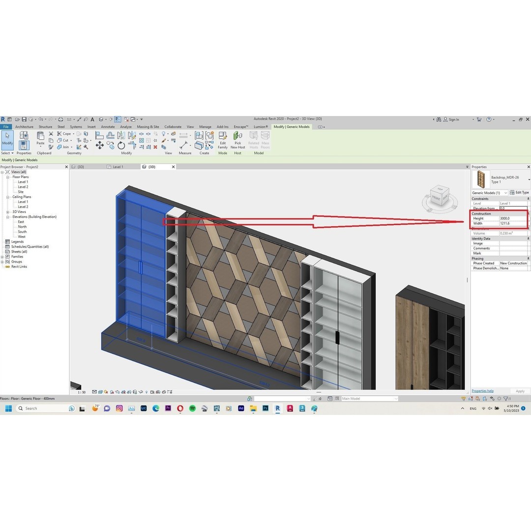 Decorative Wall Panels 3D Model – Revit Family, Adjustable Dimensions - View 34
