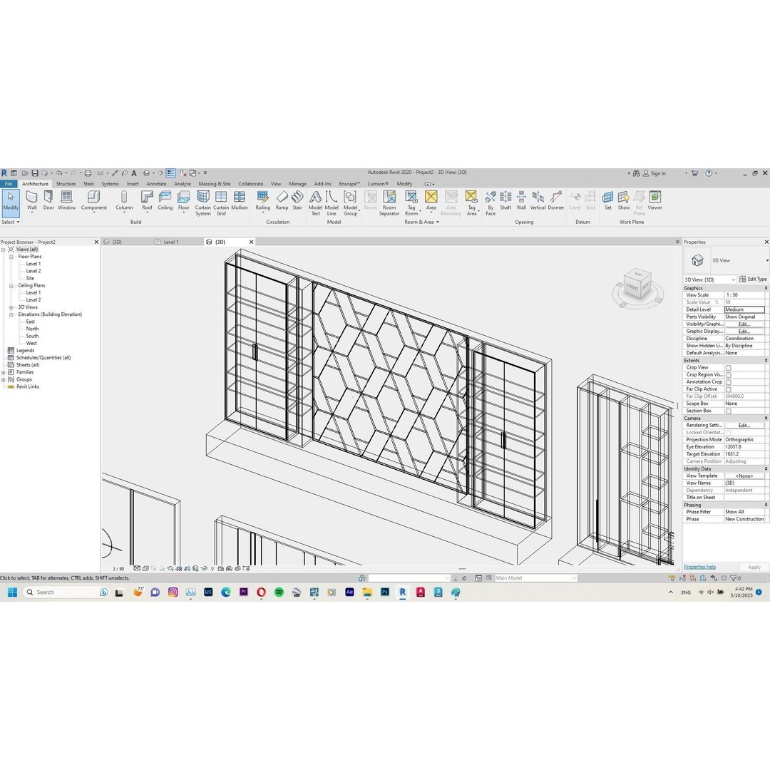 Decorative Wall Panels 3D Model – Revit Family, Adjustable Dimensions - View 4