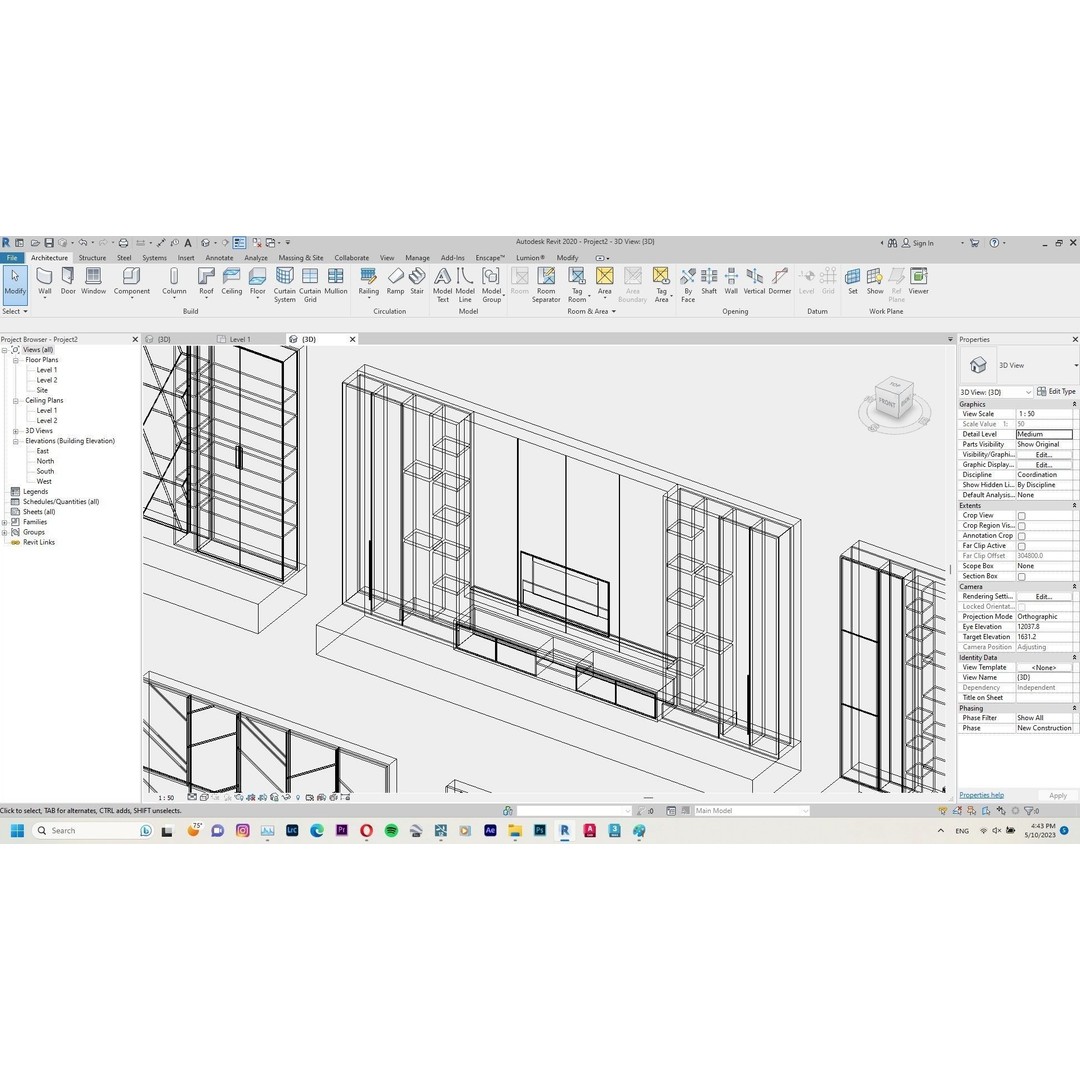 Decorative Wall Panels 3D Model – Revit Family, Adjustable Dimensions - View 6
