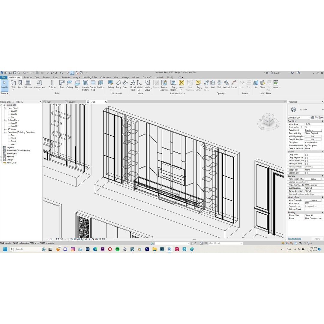 Decorative Wall Panels 3D Model – Revit Family, Adjustable Dimensions - View 8