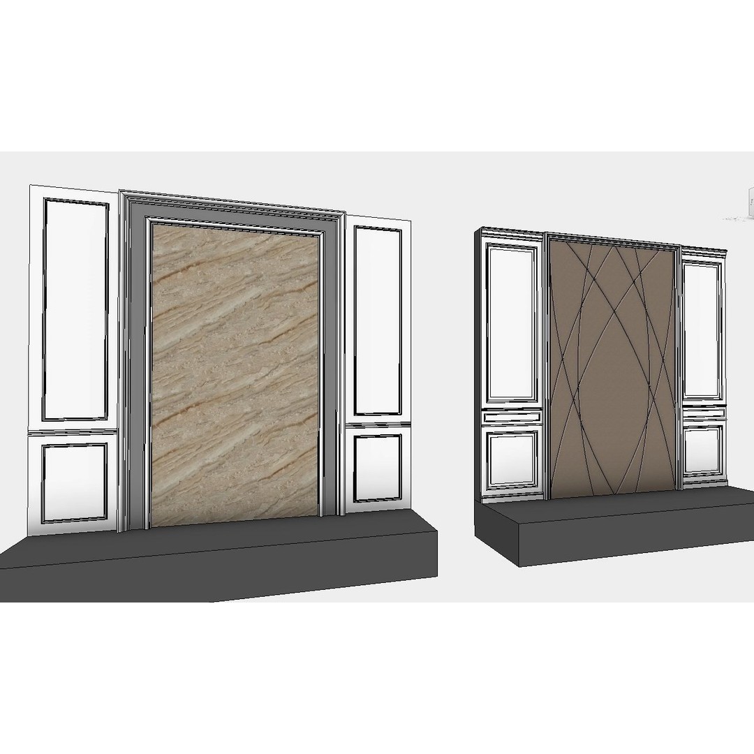 Decorative Wall Panels 3D Model – Revit Family, Adjustable Dimensions - View 9