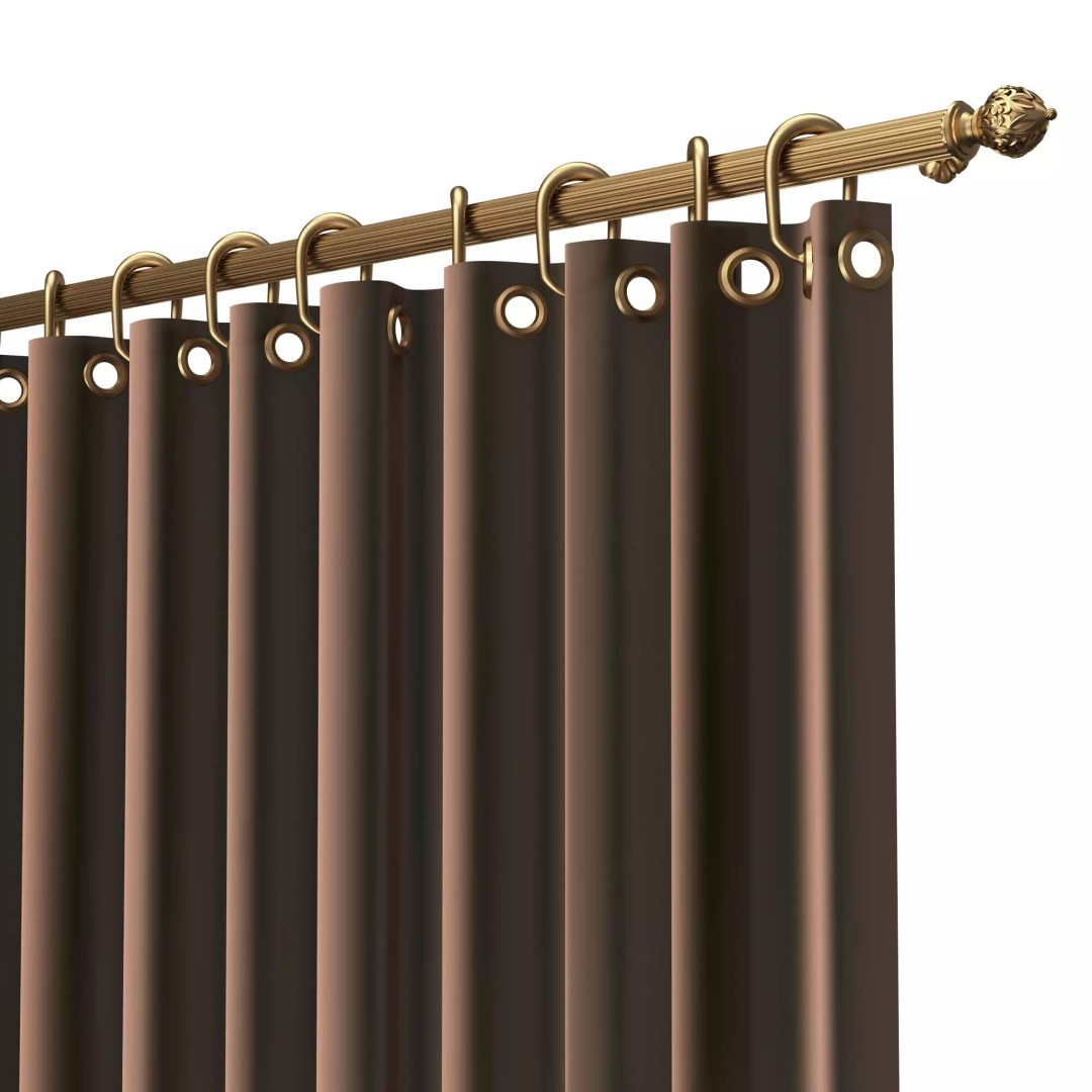 Classic Cornice Curtain 3D Model – Low Poly Architectural Decoration, FBX, OBJ - View 40