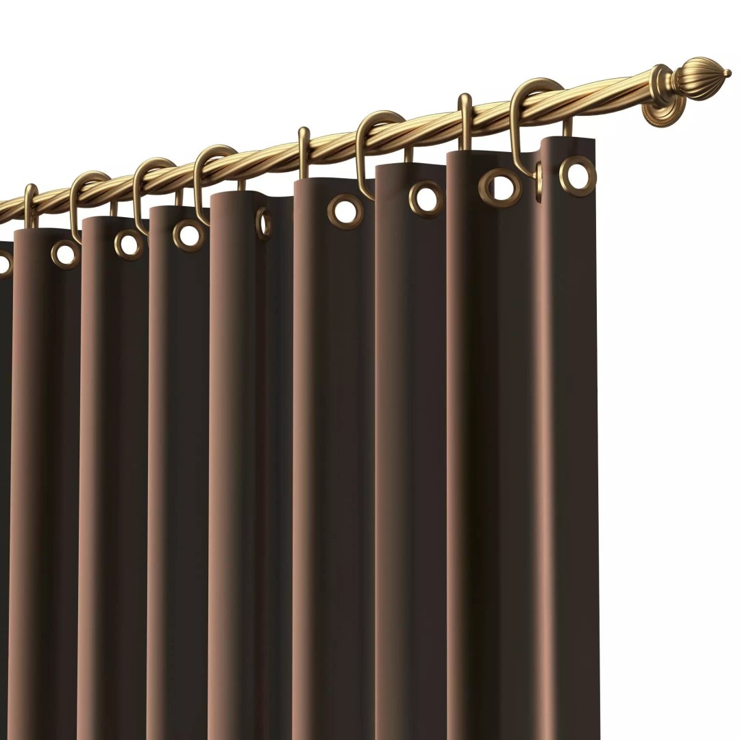 Classic Cornice Curtain 3D Model – Low Poly Architectural Decoration, FBX, OBJ - View 46