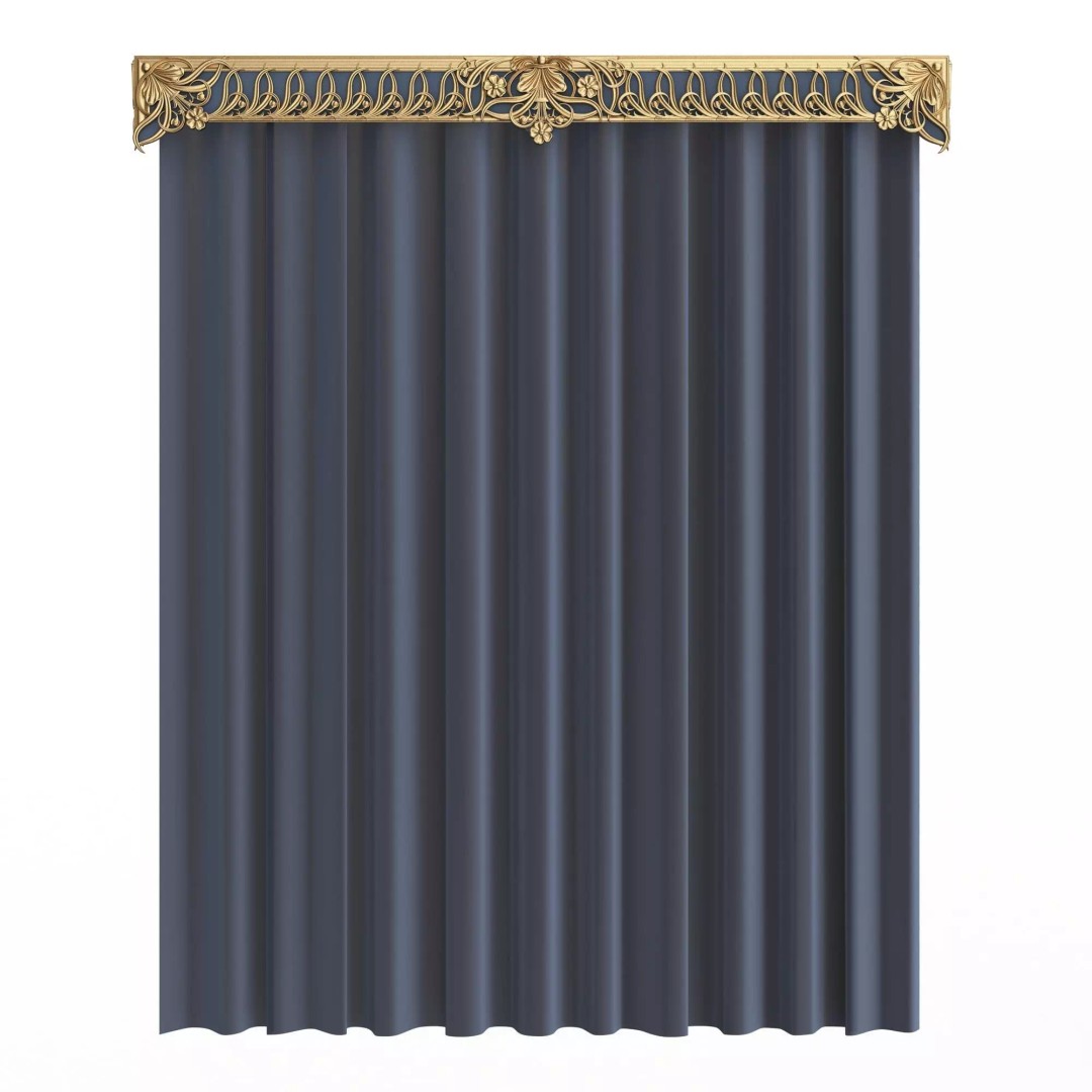Classic Cornice Curtain 3D Model – Low Poly Architectural Decoration, FBX, OBJ - View 51
