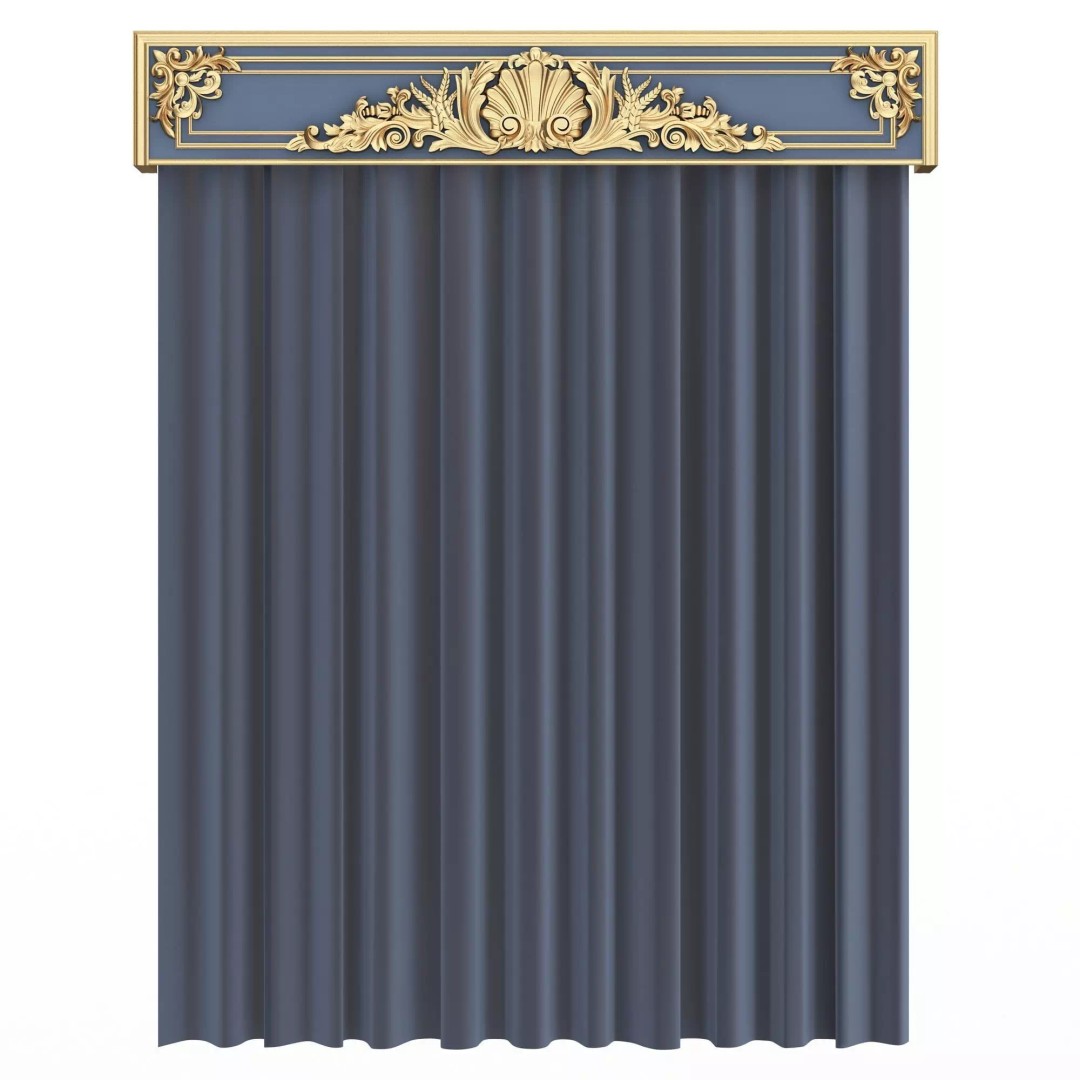 Classic Cornice Curtain 3D Model – Low Poly Architectural Decoration, FBX, OBJ - View 57