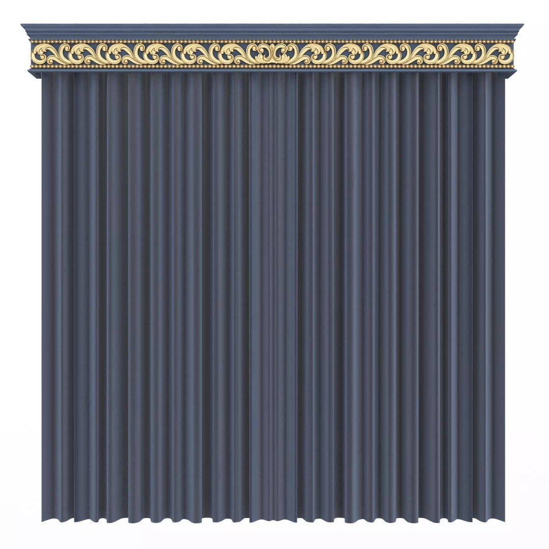 Classic Cornice Curtain 3D Model – Low Poly Architectural Decoration, FBX, OBJ - View 63