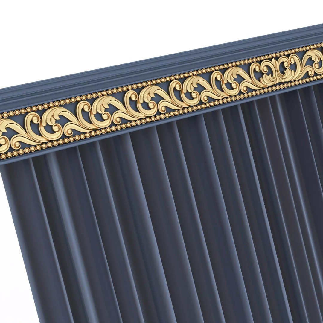 Classic Cornice Curtain 3D Model – Low Poly Architectural Decoration, FBX, OBJ - View 65