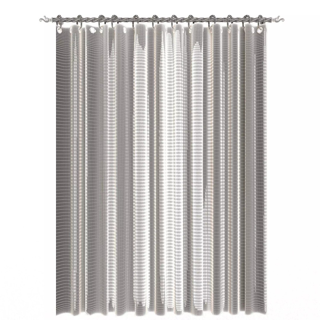 Classic Cornice Curtain 3D Model – Low Poly Architectural Decoration, FBX, OBJ - View 75