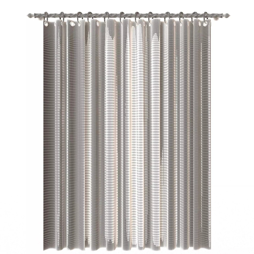 Classic Cornice Curtain 3D Model – Low Poly Architectural Decoration, FBX, OBJ - View 78