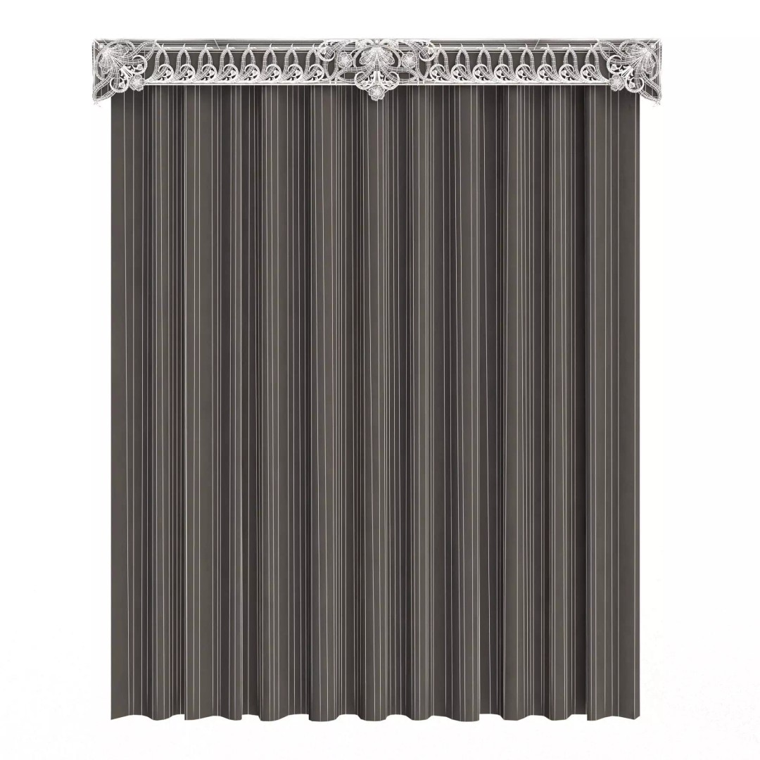 Classic Cornice Curtain 3D Model – Low Poly Architectural Decoration, FBX, OBJ - View 86