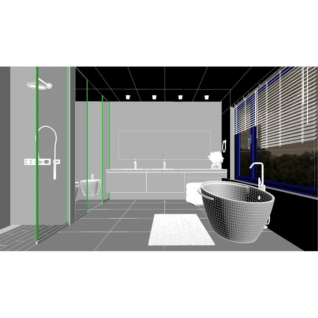 Bathroom 3D Model – Modern Interior Scene with Corona Render - View 4