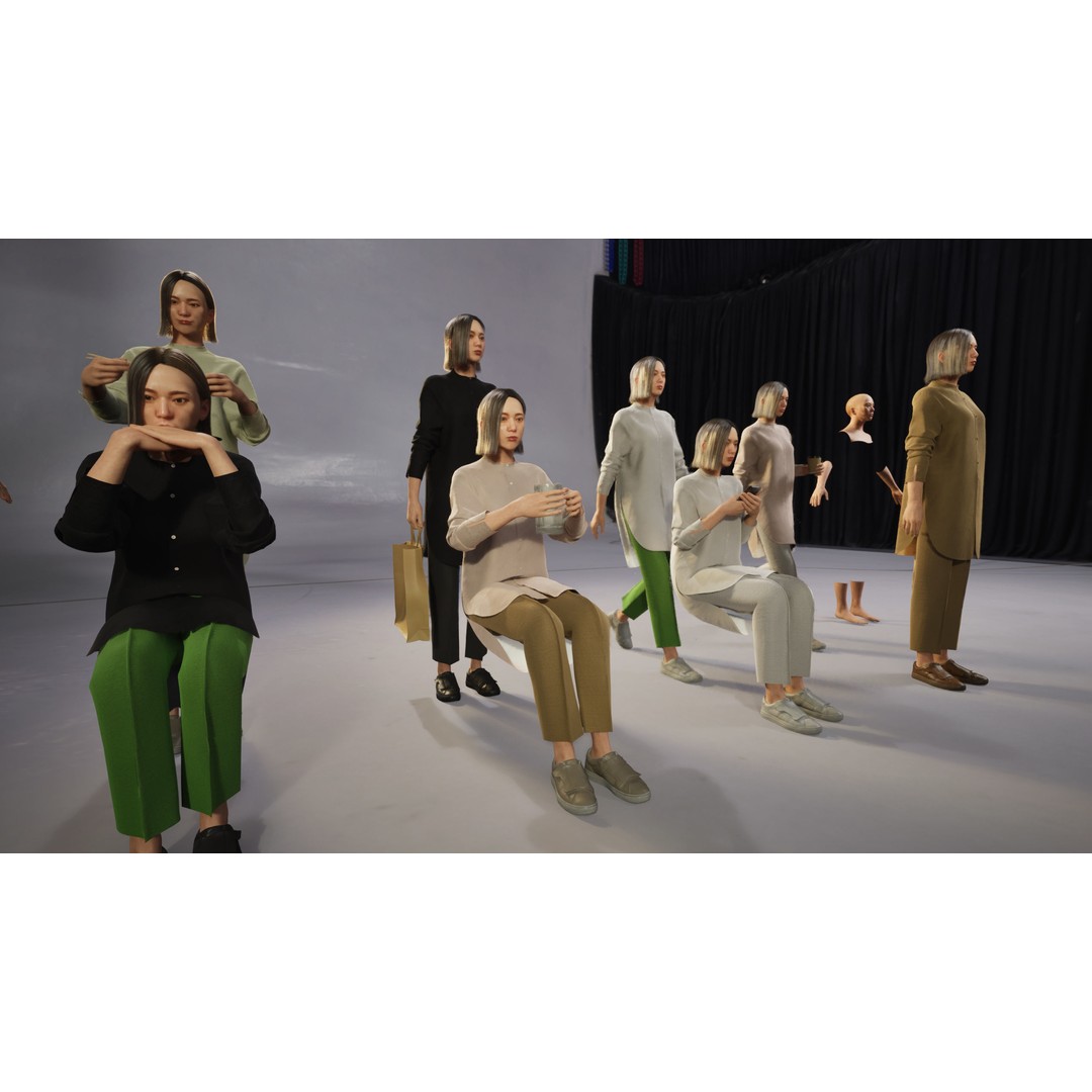 Asian Casual Woman 3D Model – Low Poly Rigged Character for ArchViz - View 10