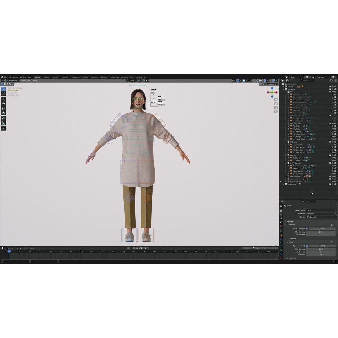 Asian Casual Woman 3D Model – Low Poly Rigged Character for ArchViz - View 13