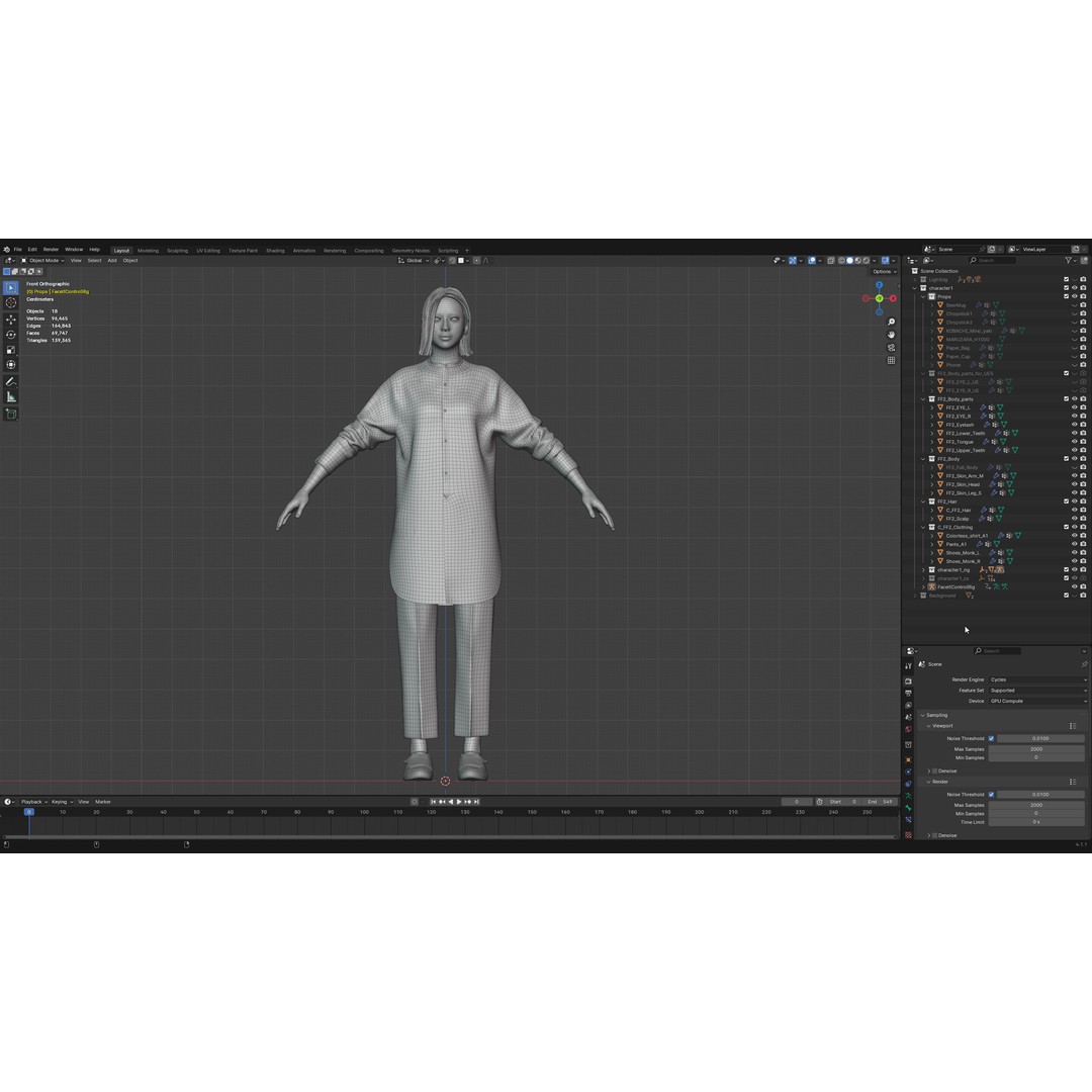 Asian Casual Woman 3D Model – Low Poly Rigged Character for ArchViz - View 14