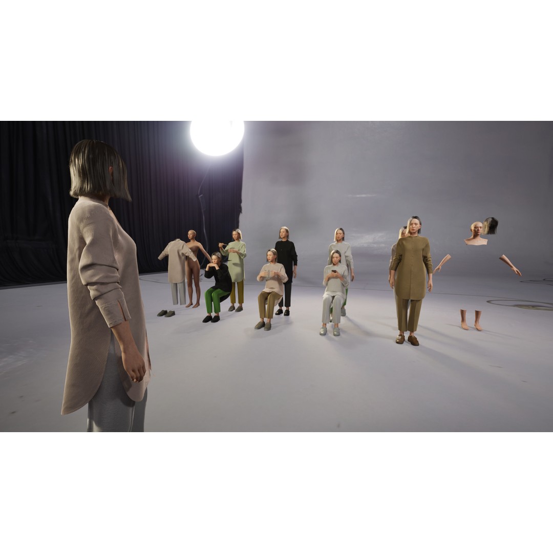 Asian Casual Woman 3D Model – Low Poly Rigged Character for ArchViz - View 3