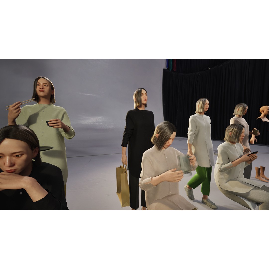 Asian Casual Woman 3D Model – Low Poly Rigged Character for ArchViz - View 4