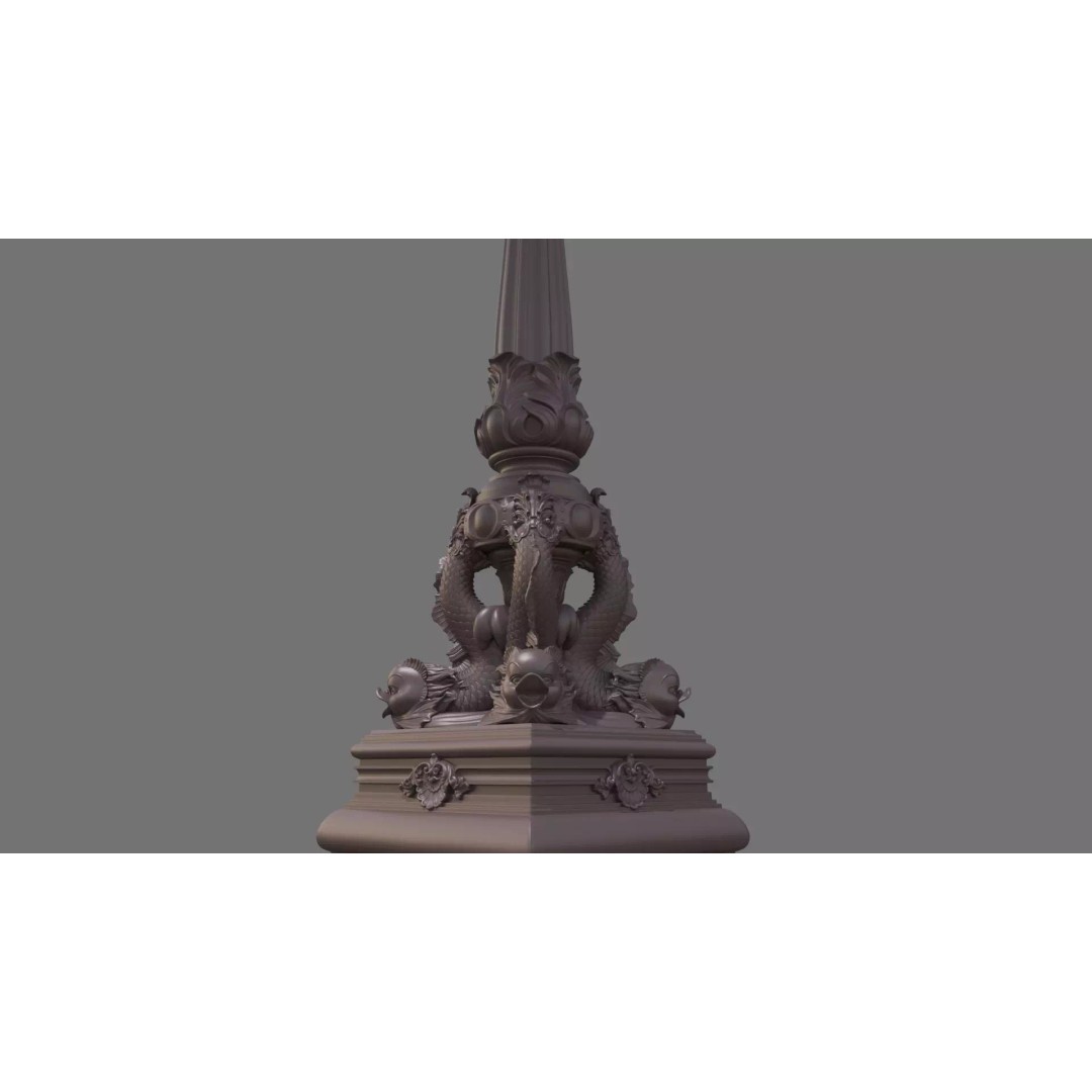 Victorian Ornate Lamp Post 3D Model – Architectural Decoration, OBJ, STL, FBX - View 10