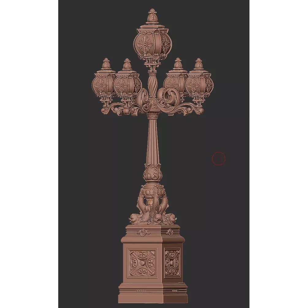 Victorian Ornate Lamp Post 3D Model – Architectural Decoration, OBJ, STL, FBX - View 13
