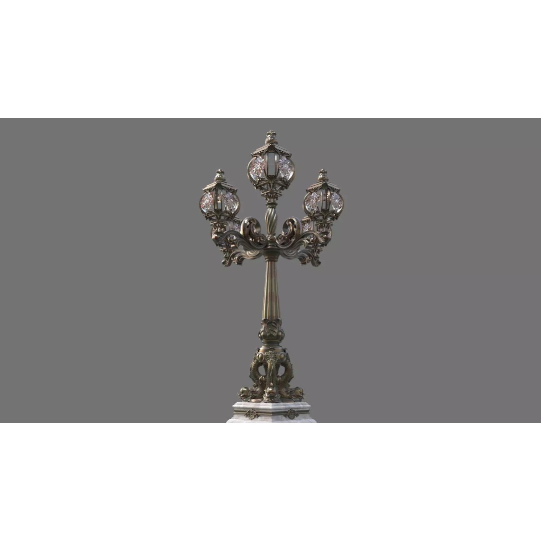 Victorian Ornate Lamp Post 3D Model – Architectural Decoration, OBJ, STL, FBX - View 5