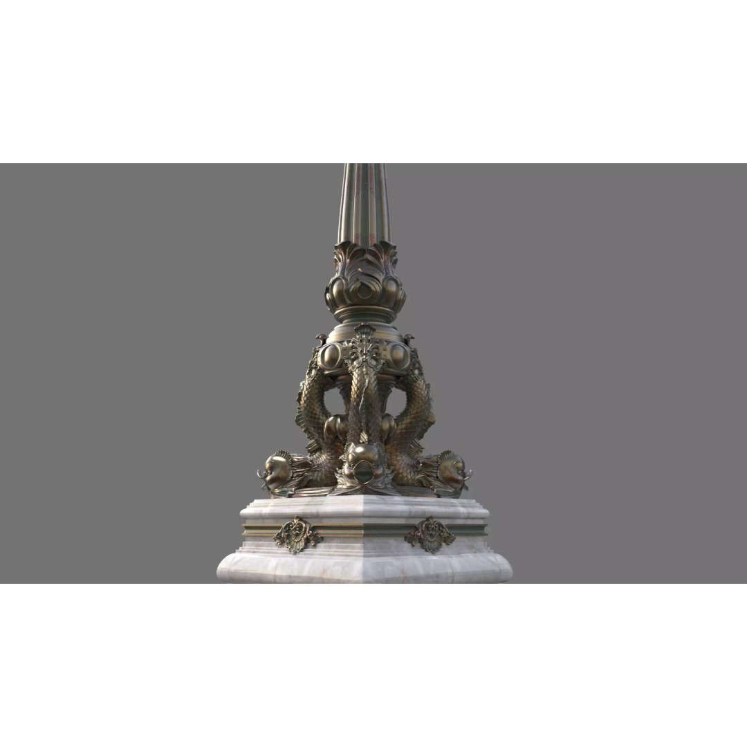 Victorian Ornate Lamp Post 3D Model – Architectural Decoration, OBJ, STL, FBX - View 6