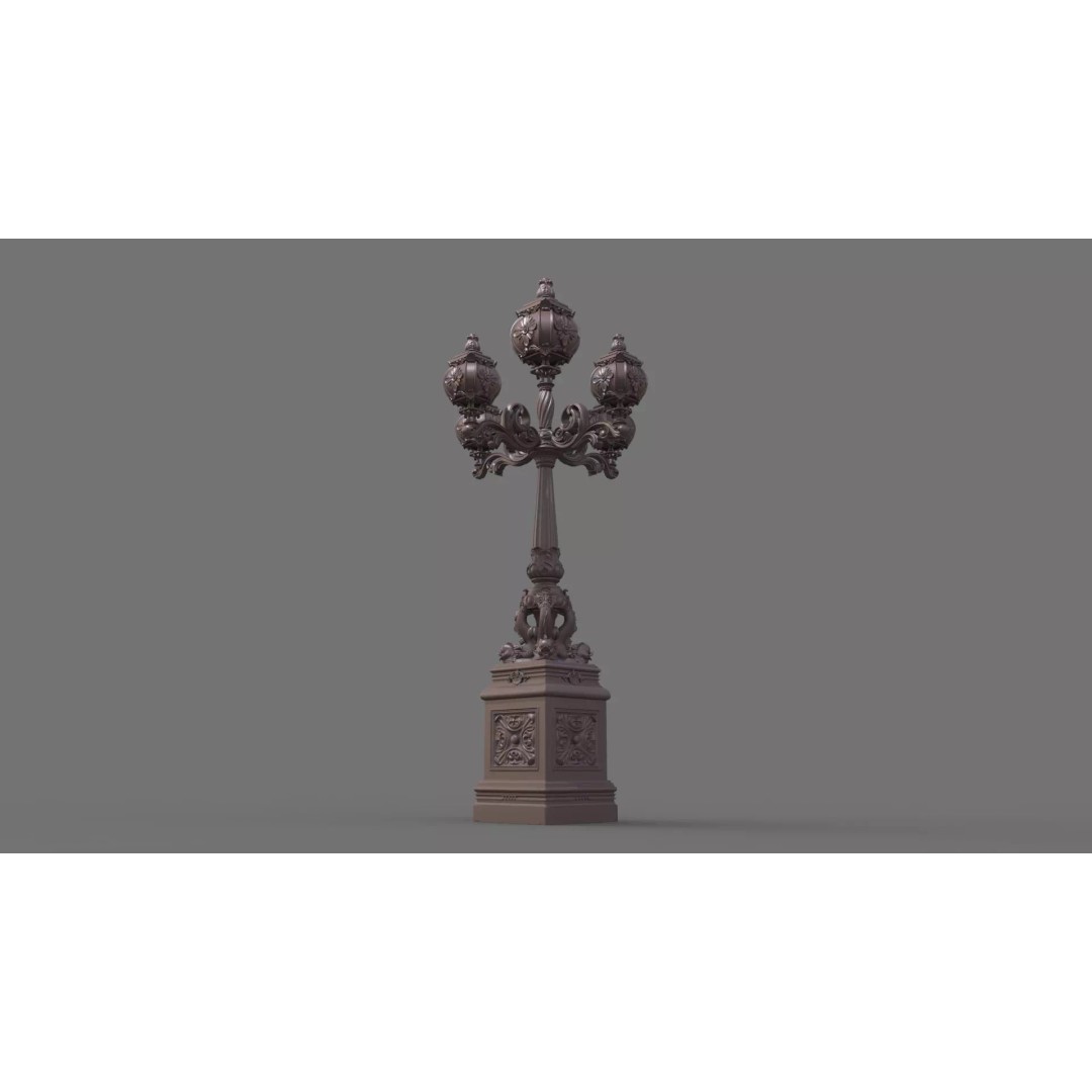 Victorian Ornate Lamp Post 3D Model – Architectural Decoration, OBJ, STL, FBX - View 7