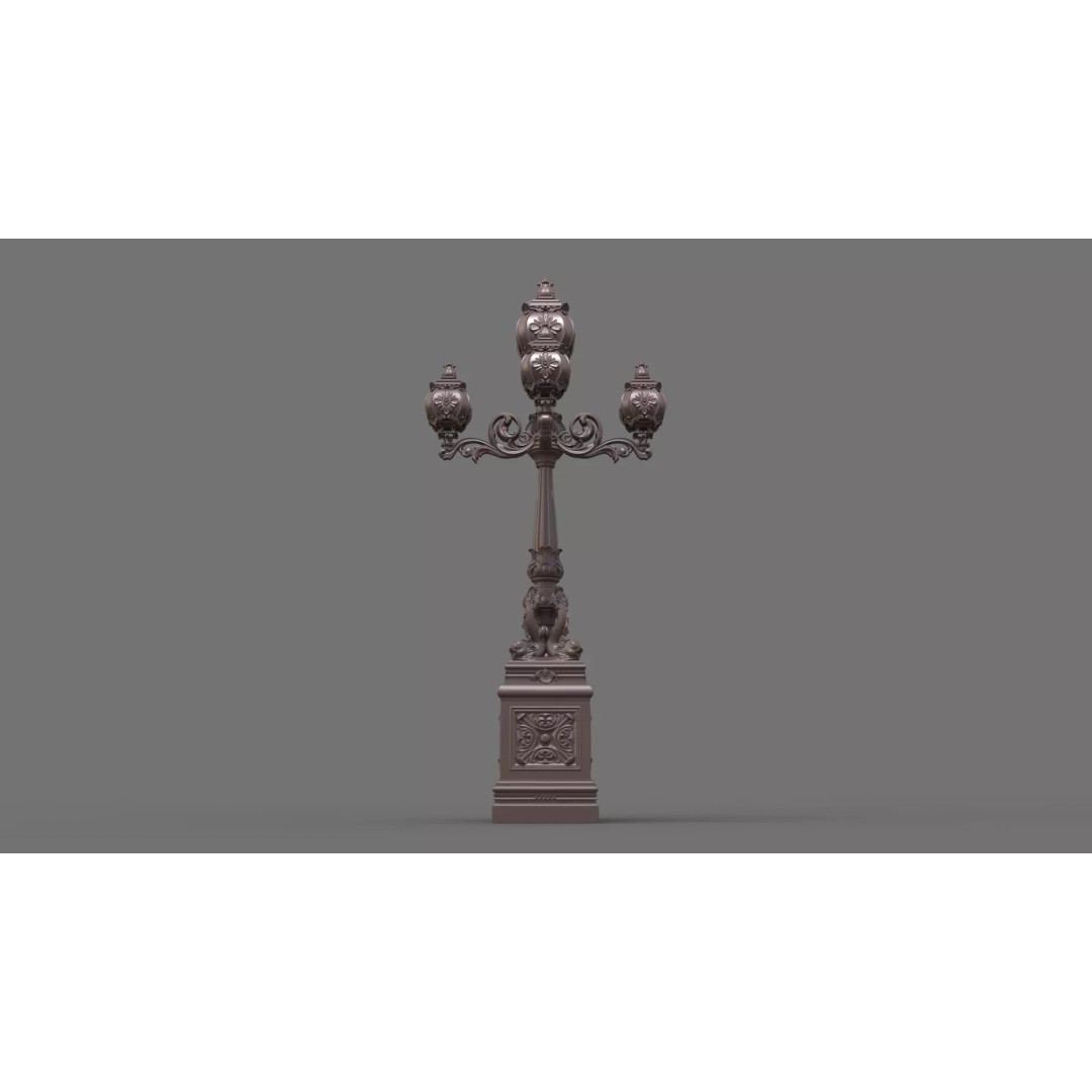 Victorian Ornate Lamp Post 3D Model – Architectural Decoration, OBJ, STL, FBX - View 8