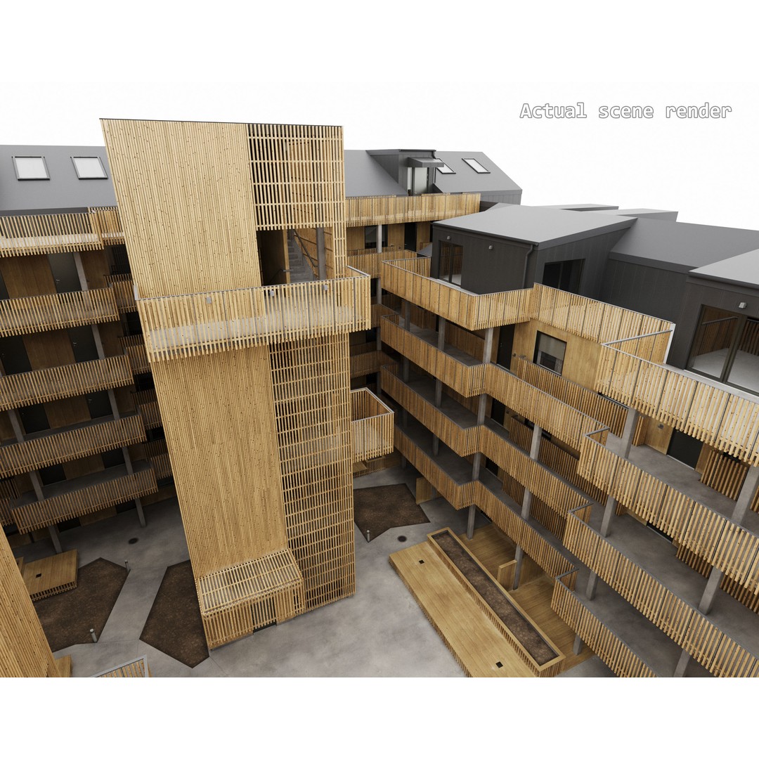 Qvillestaden Residential Apartment Complex 3D Model – Modern Architecture, FBX, OBJ - View 10
