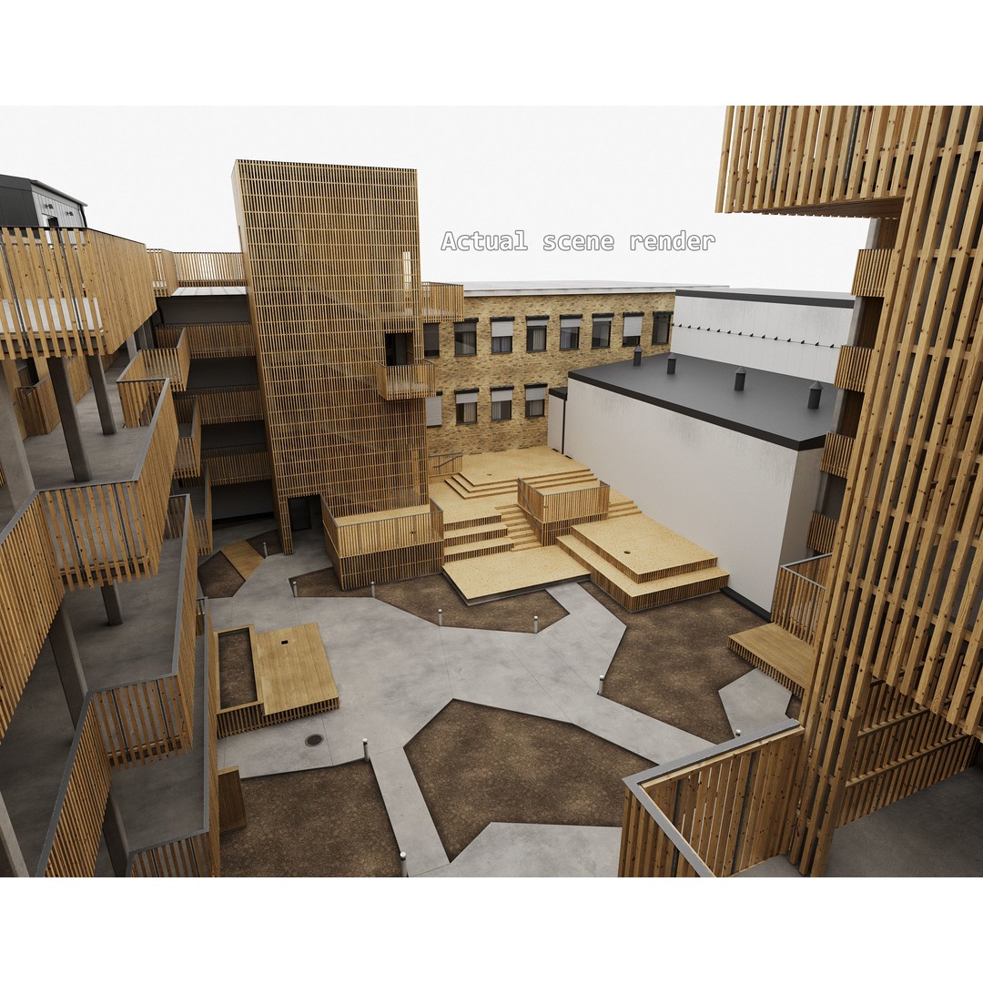 Qvillestaden Residential Apartment Complex 3D Model – Modern Architecture, FBX, OBJ - View 11