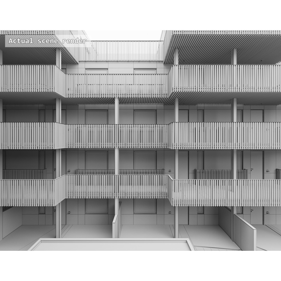 Qvillestaden Residential Apartment Complex 3D Model – Modern Architecture, FBX, OBJ - View 14