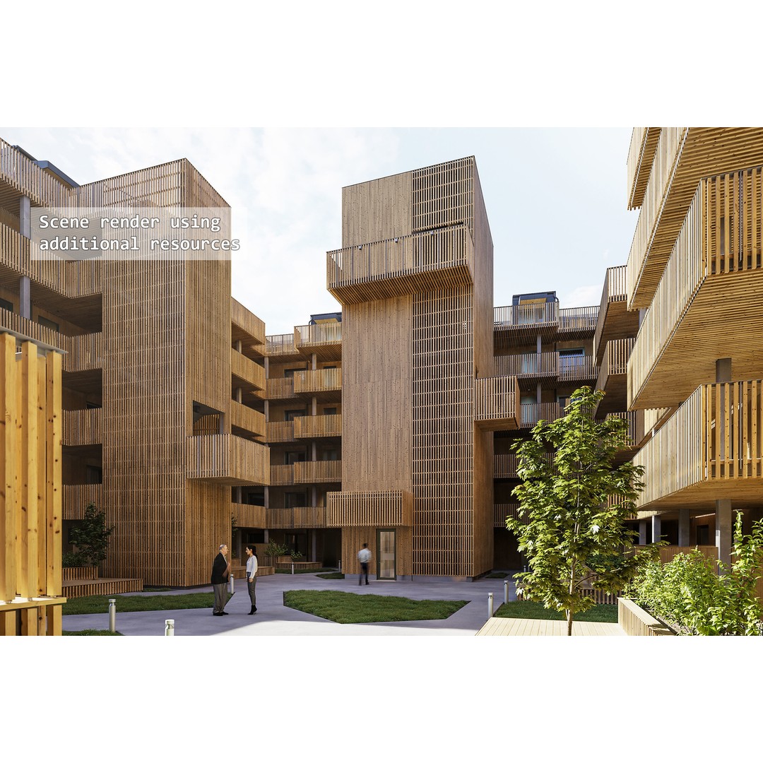 Qvillestaden Residential Apartment Complex 3D Model – Modern Architecture, FBX, OBJ - View 3