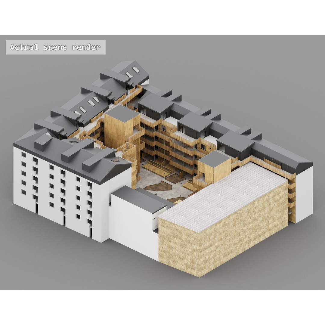 Qvillestaden Residential Apartment Complex 3D Model – Modern Architecture, FBX, OBJ - View 4