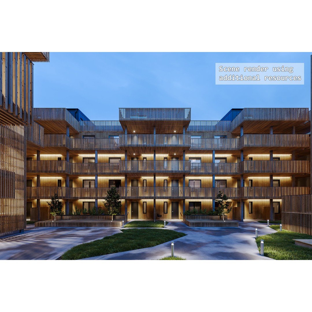 Qvillestaden Residential Apartment Complex 3D Model – Modern Architecture, FBX, OBJ - View 5