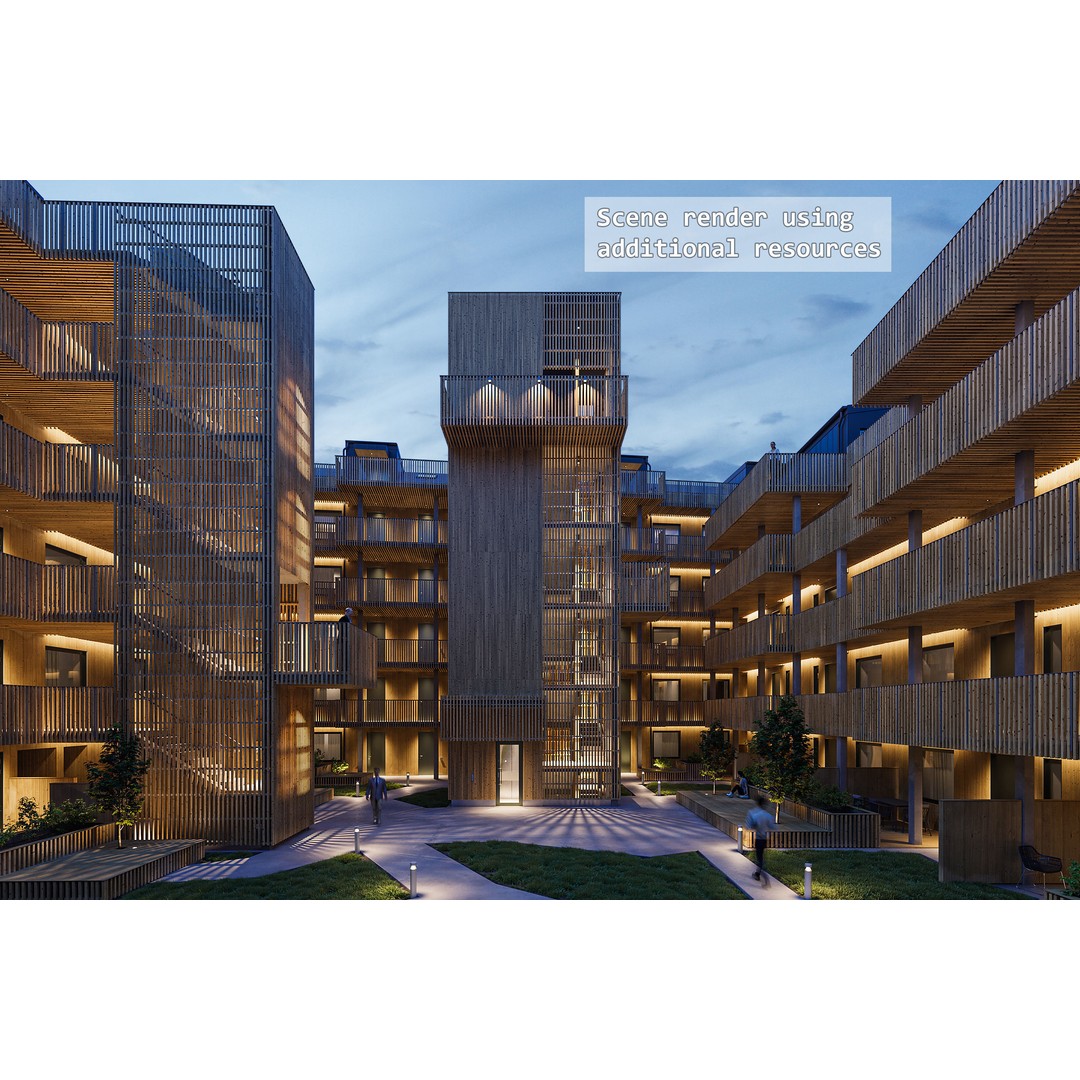 Qvillestaden Residential Apartment Complex 3D Model – Modern Architecture, FBX, OBJ - View 6