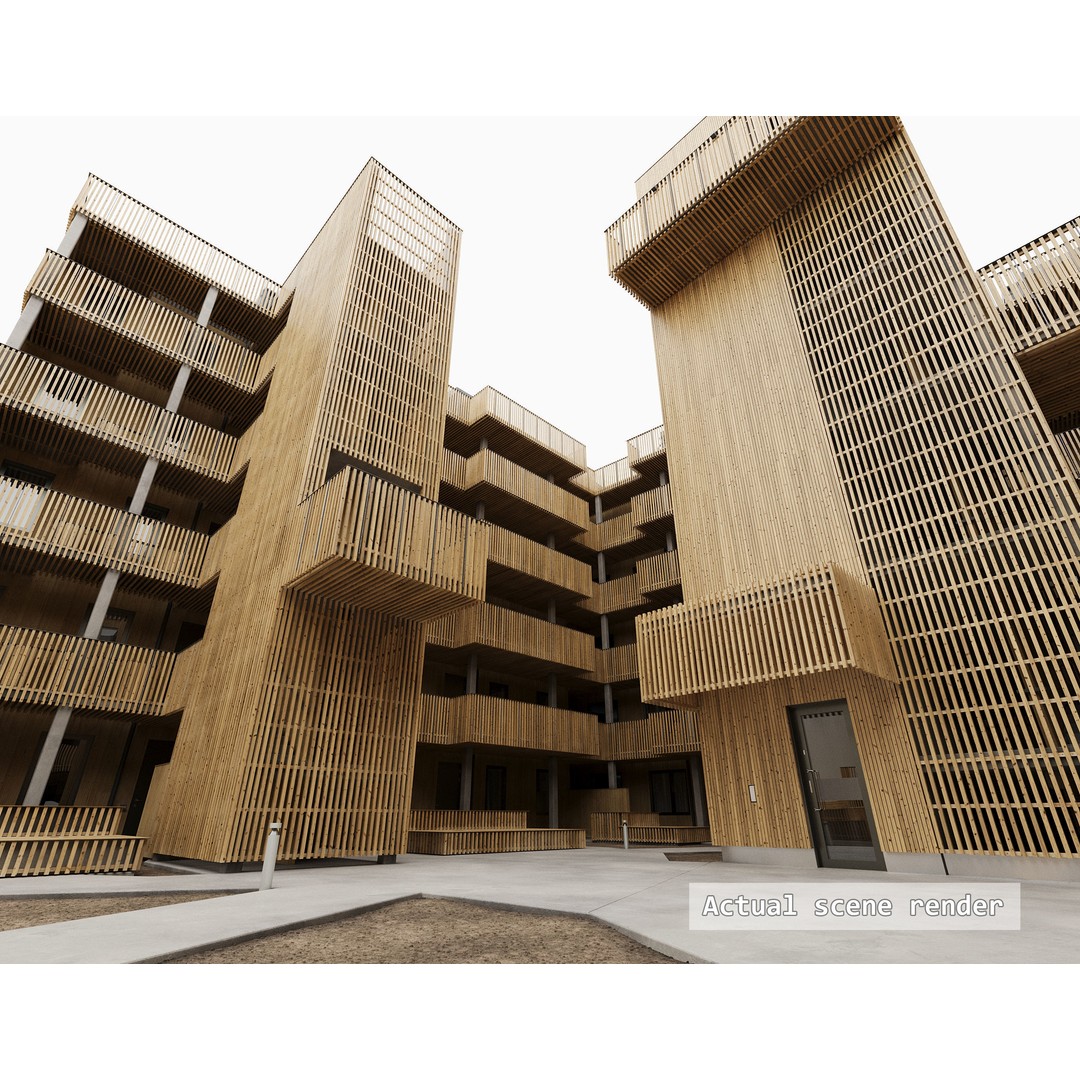 Qvillestaden Residential Apartment Complex 3D Model – Modern Architecture, FBX, OBJ - View 7