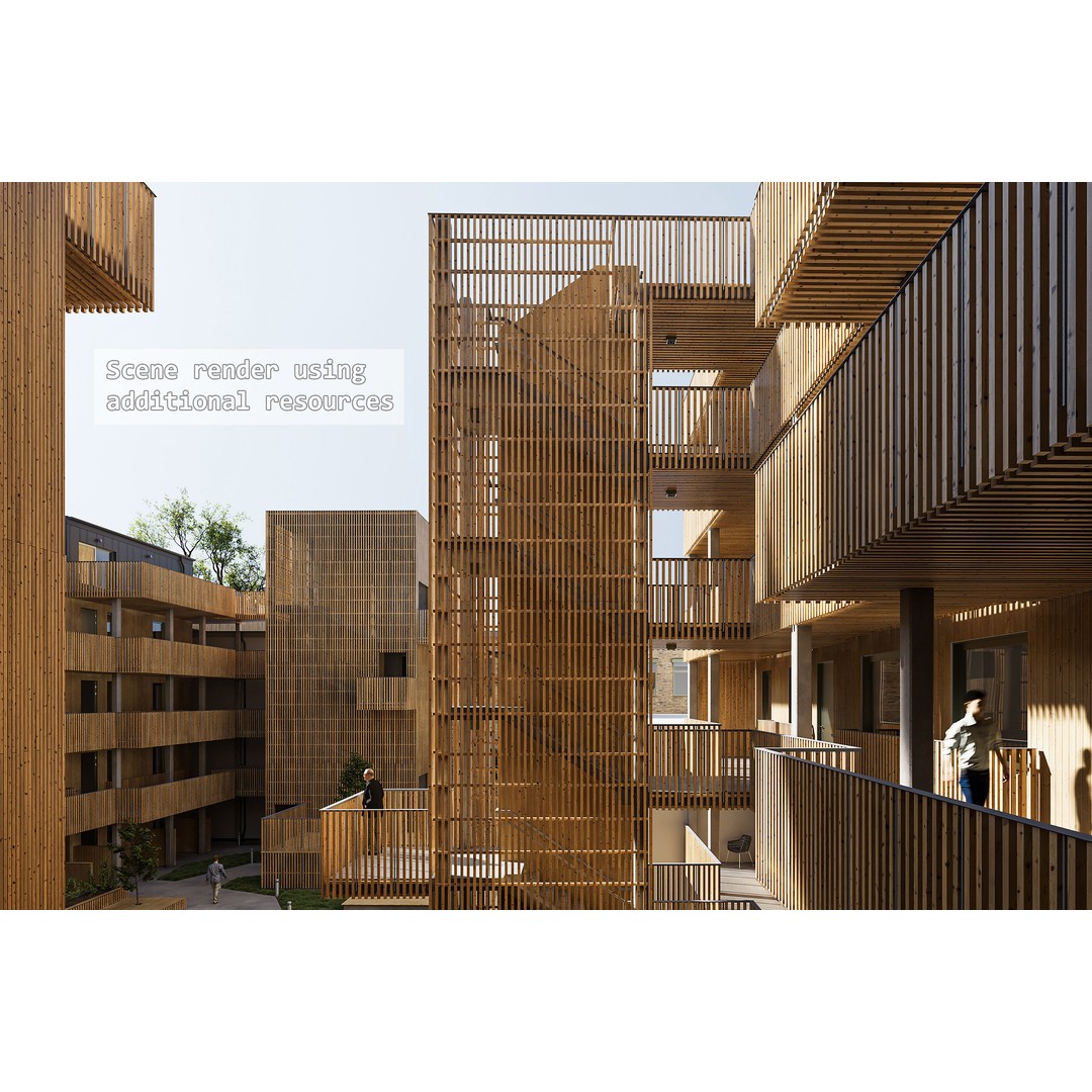 Qvillestaden Residential Apartment Complex 3D Model – Modern Architecture, FBX, OBJ - View 8
