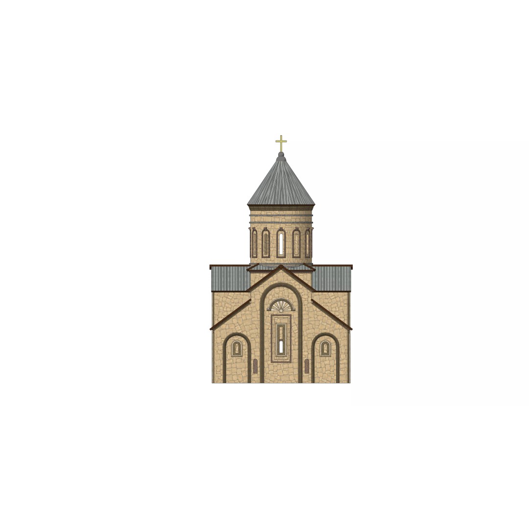 Georgian Orthodox Church 3D Model – Low Poly Architectural Asset, FBX, Blender