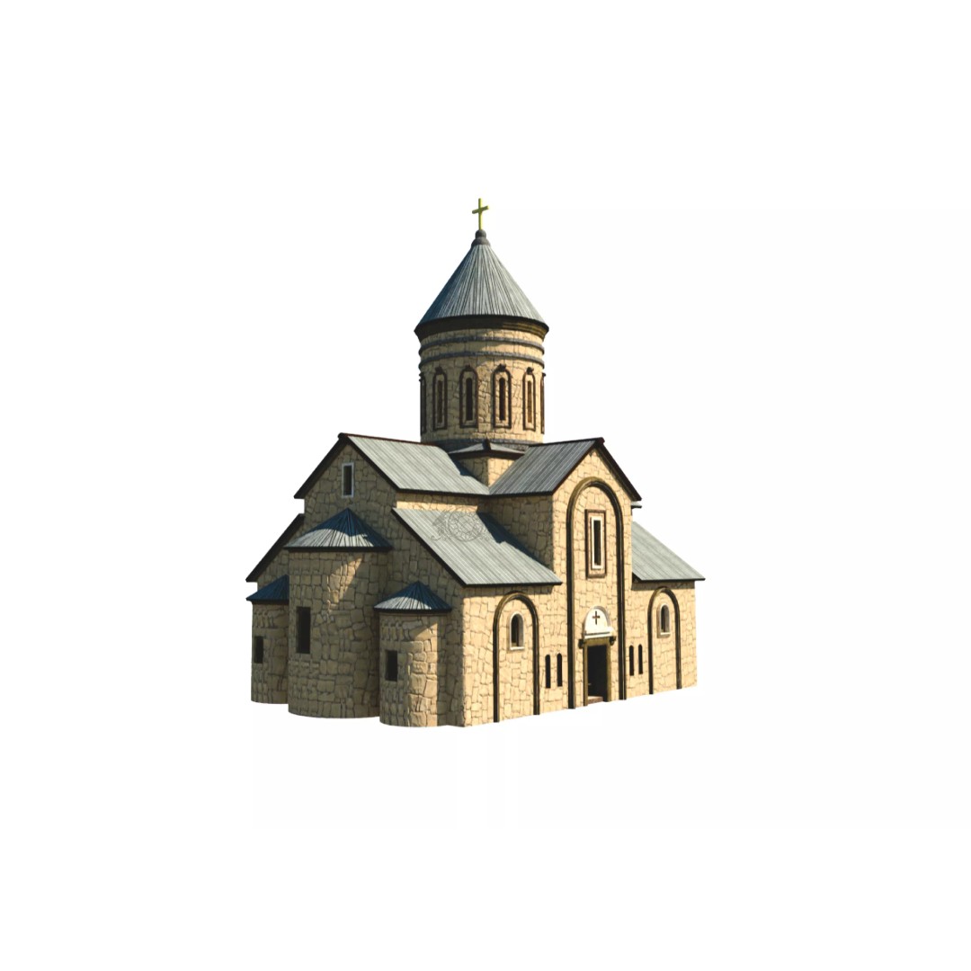 Georgian Orthodox Church 3D Model – Low Poly Architectural Asset, FBX, Blender - View 2