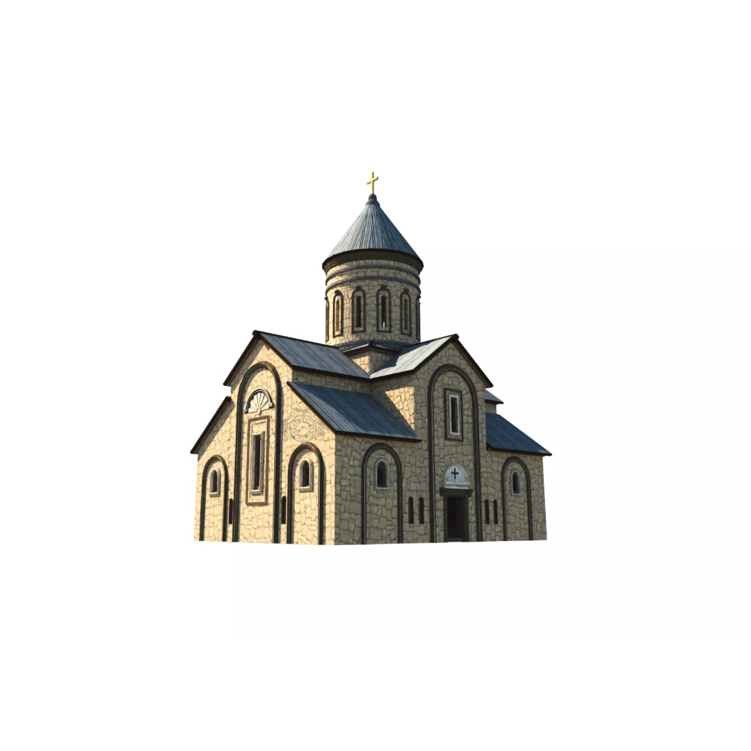Georgian Orthodox Church 3D Model – Low Poly Architectural Asset, FBX, Blender - View 3