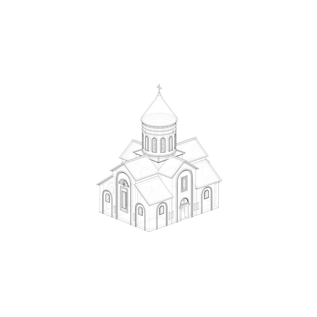 Georgian Orthodox Church 3D Model – Low Poly Architectural Asset, FBX, Blender - View 8
