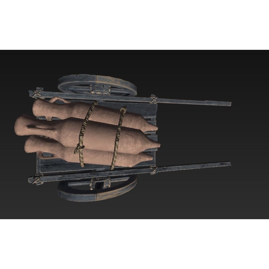 Roman Carriage 3D Model – Low Poly Historical Transport, FBX - View 10