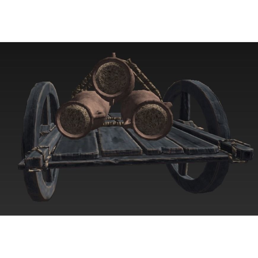 Roman Carriage 3D Model – Low Poly Historical Transport, FBX - View 11