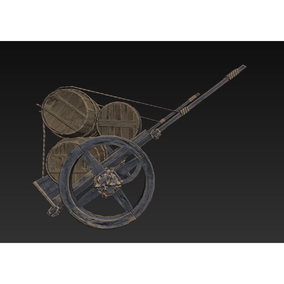 Roman Carriage 3D Model – Low Poly Historical Transport, FBX - View 12