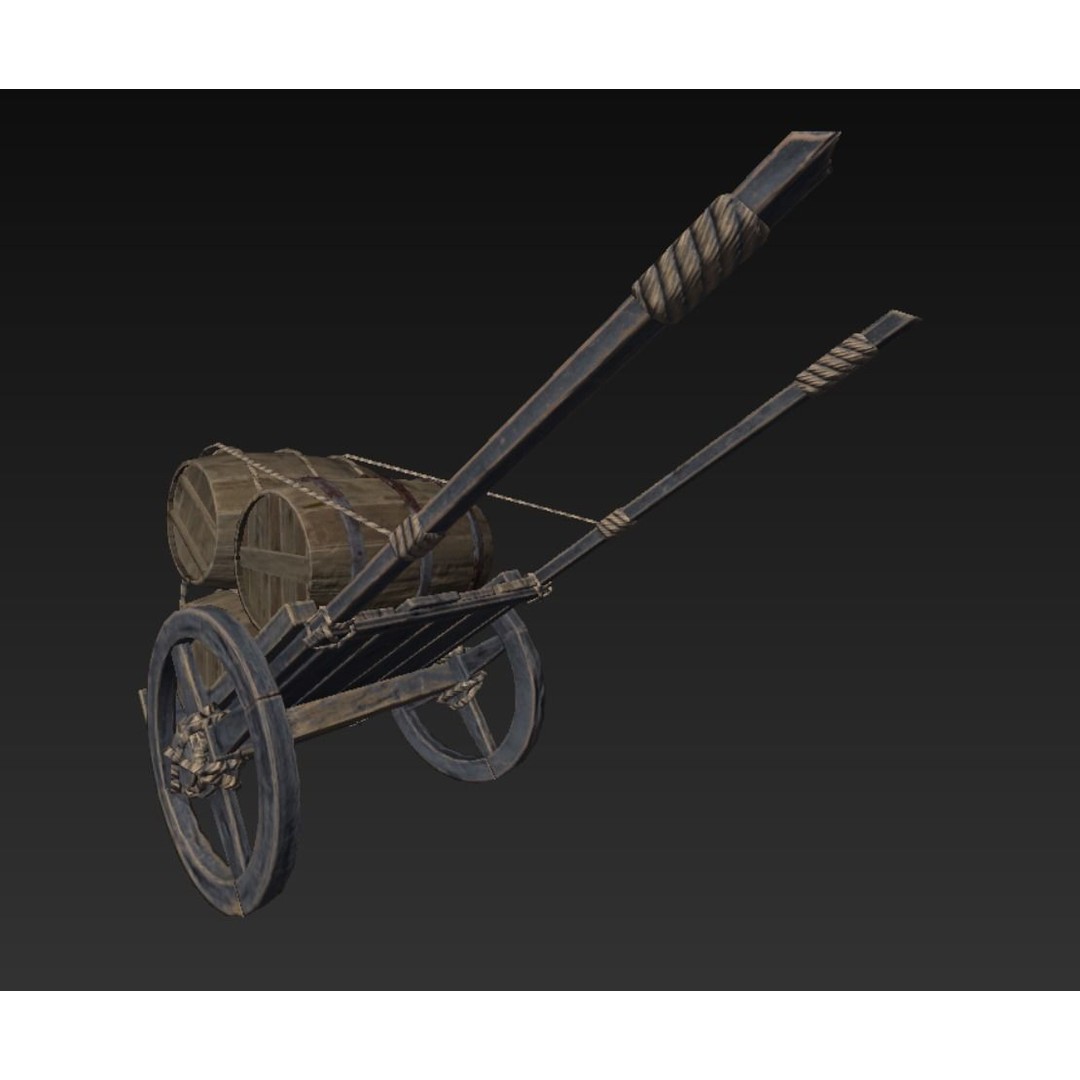 Roman Carriage 3D Model – Low Poly Historical Transport, FBX - View 13